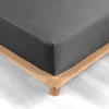DRAP HOUSSE 160X200CM PERCALE UNI 78 FILS ACIER