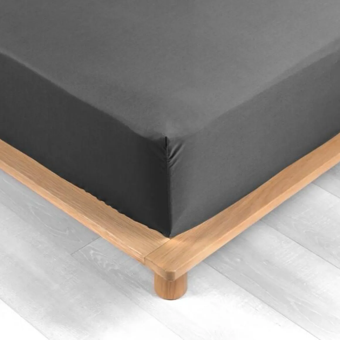 DRAP HOUSSE 160X200CM PERCALE UNI 78 FILS ACIER