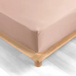 DRAP HOUSSE 180X200CM PERCALE UNI 78 FILS NUDE