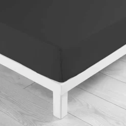 DRAP HOUSSE 180X200CM UNI 57 FILS LINA NOIR