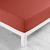 DRAP HOUSSE 160X200CM UNI 57 FILS LINA TERRACOTTA