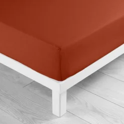 DRAP HOUSSE 180X200CM UNI 57 FILS LINA TERRACOTTA