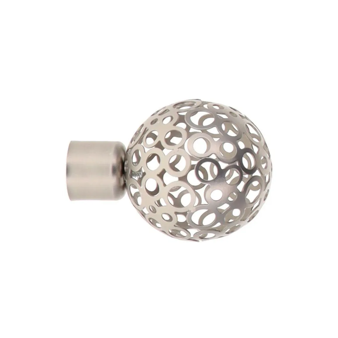 EMBOUT BOULE PERFOREE D.20 X2 PIECES ARGENT MAT