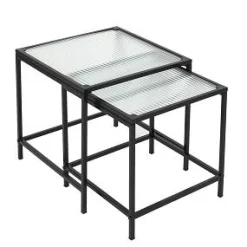 ENSEMBLE DE 2 TABLES GIGOGNE ROSA VERRE TEXTURE
