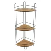 ETAGERE ANGLE FIL METAL BAMBOU 3 NIVEAUX NOIR