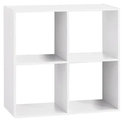 ETAGERE BOIS 4 CASES MIX BLANC