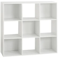 ETAGERE BOIS 9 CASES MIX BLANC