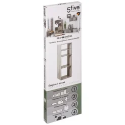 ETAGERE BOIS 4 CASES MIX GRIS