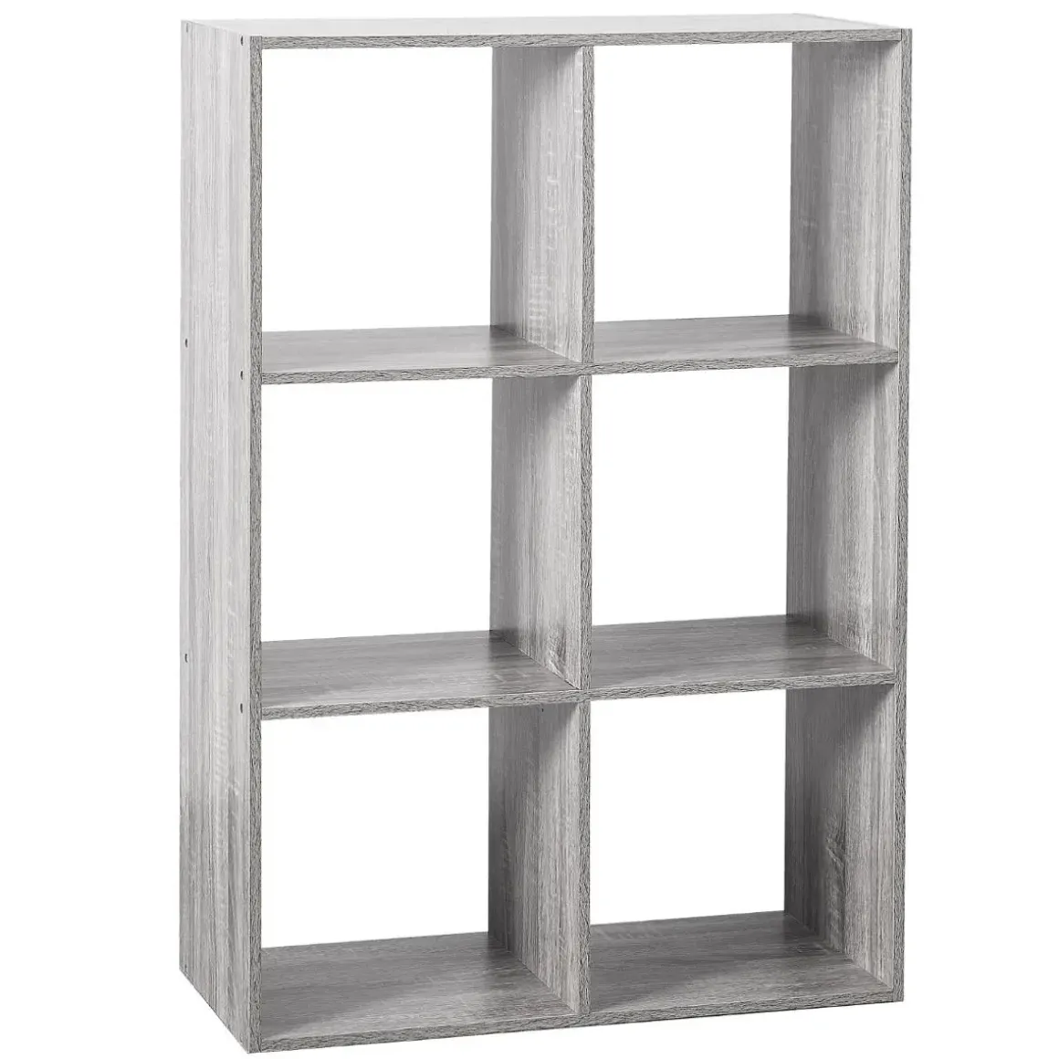 ETAGERE BOIS 6 CASES MIX GRIS