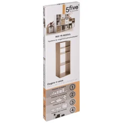 ETAGERE BOIS 2 ET 2 CASES MIX NATUREL