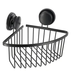 ETAGERE D ANGLE FIL ALUMINIUM VENTOUSES NOIR
