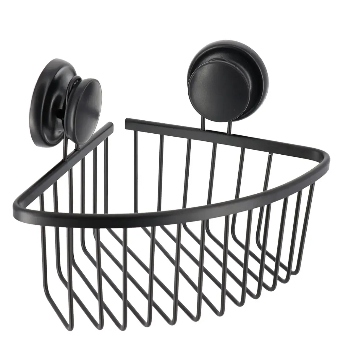 ETAGERE D ANGLE FIL ALUMINIUM VENTOUSES NOIR