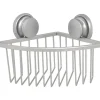 ETAGERE D ANGLE FIL ALUMINIUM SUR VENTOUSES CHROME