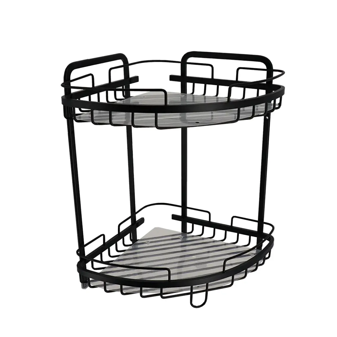 ETAGERE D ANGLE FIL ALUMINIUM 2 NIVEAUX A POSER NOIR