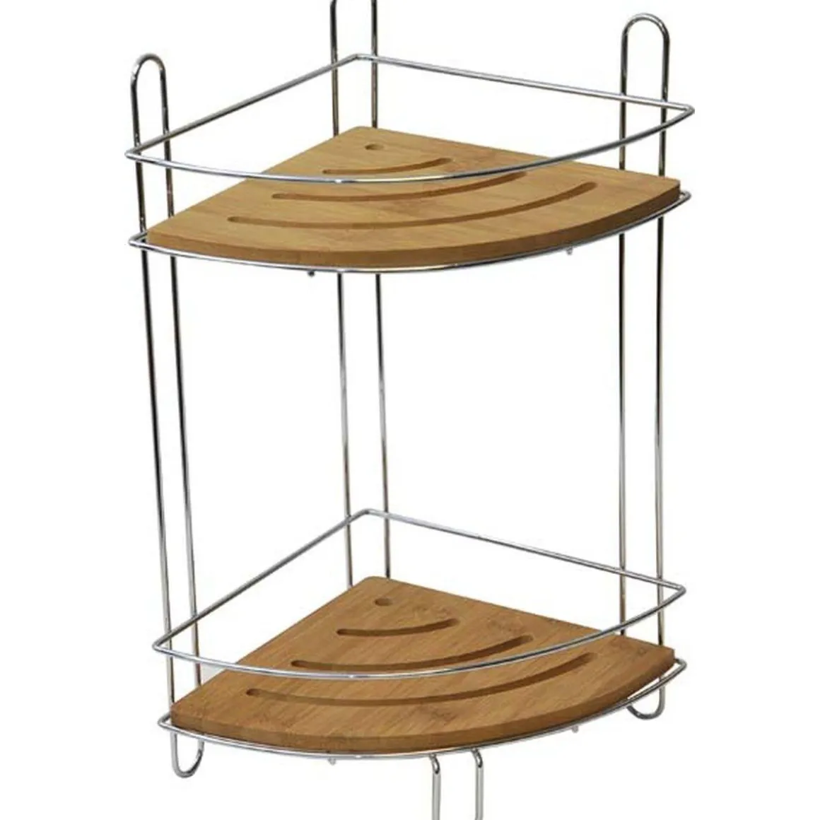 ETAGERE D ANGLE FIL METAL BAMBOU 2 NIVEAUX CHROME BAMB