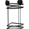 ETAGERE D ANGLE FIL METAL 2 NIVEAUX SUR VENTOUSES NOIR