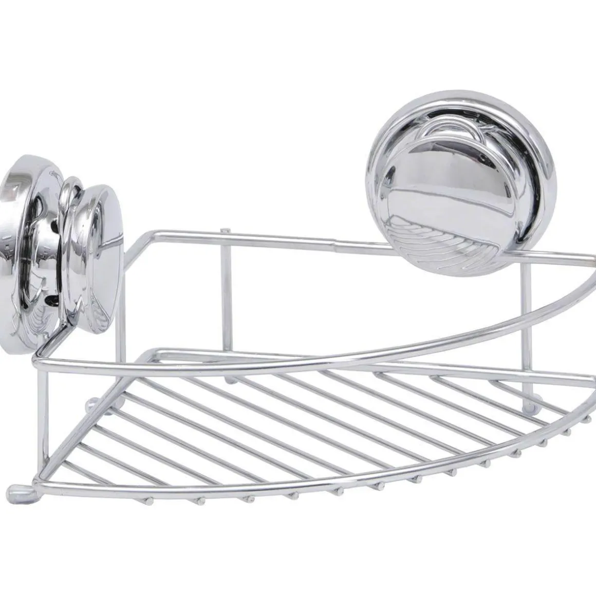 ETAGERE D ANGLE METAL AVEC VENTOUSES CHROME