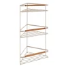 ETAGERE D ANGLE METAL 3 NIVEAUX DECO ACACIA BEIGE