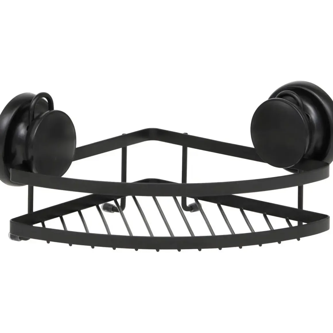 ETAGERE D ANGLE METAL SUR VENTOUSES NOIR
