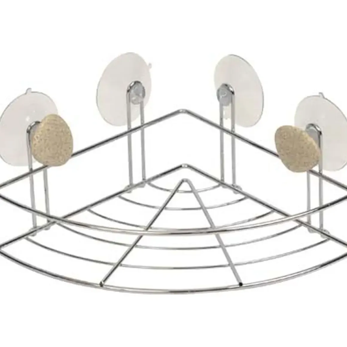 ETAGERE D ANGLE METAL 2 VENTOUSES 2 DECO GALET GRIS