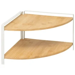 ETAGERE D ANGLE 2 NIVEAUX ORDERA BAMBOU METAL BEIGE