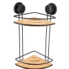ETAGERE D ANGLE SUR VENTOUSE METAL BAMBOU 2 NIVEAUX NOIR