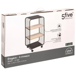 ETAGERE METAL BOIS 3 NIVEAUX