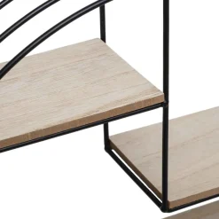 ETAGERE MURALE BOIS METAL ROND NOIR D.39X10.3X36CM