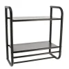 ETAGERE MURALE 2 ETAGES ET PORTE SERVIETTES 2 BARRES NOIR