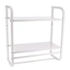 ETAGERE MURALE 2 ETAGES ET PORTE SERVIETTES 2 BARRES BLANC