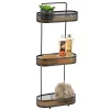 ETAGERE OVALE 3 NIVEAUX METAL PLATEAUX BAMBOU NOIR BAMBOU