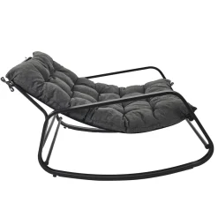 FAUTEUIL BASCULE MIAMI NOIR ET METAL 92X69X130CM