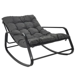FAUTEUIL BASCULE MIAMI NOIR ET METAL 92X69X130CM