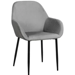 FAUTEUIL GIULIA GRIS FONCE VELOURS COTELE