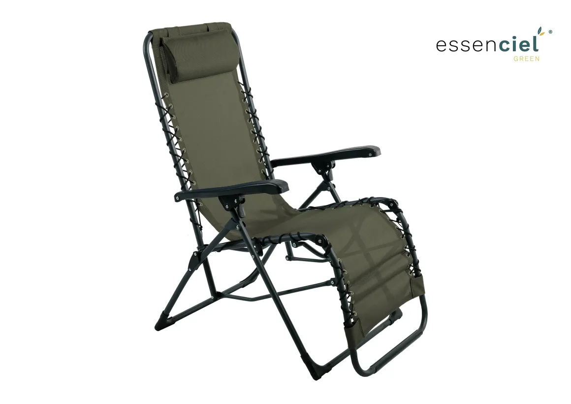 FAUTEUIL RELAX MARBELLA TEXALINE KAKI ACIER