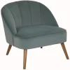 FAUTEUIL VELOURS PIED BOIS NAOVA CELADON