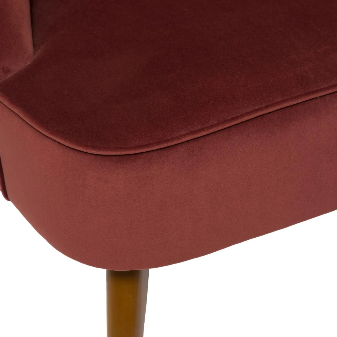 FAUTEUIL VELOURS PIED BOIS NAOVA TERRACOTTA