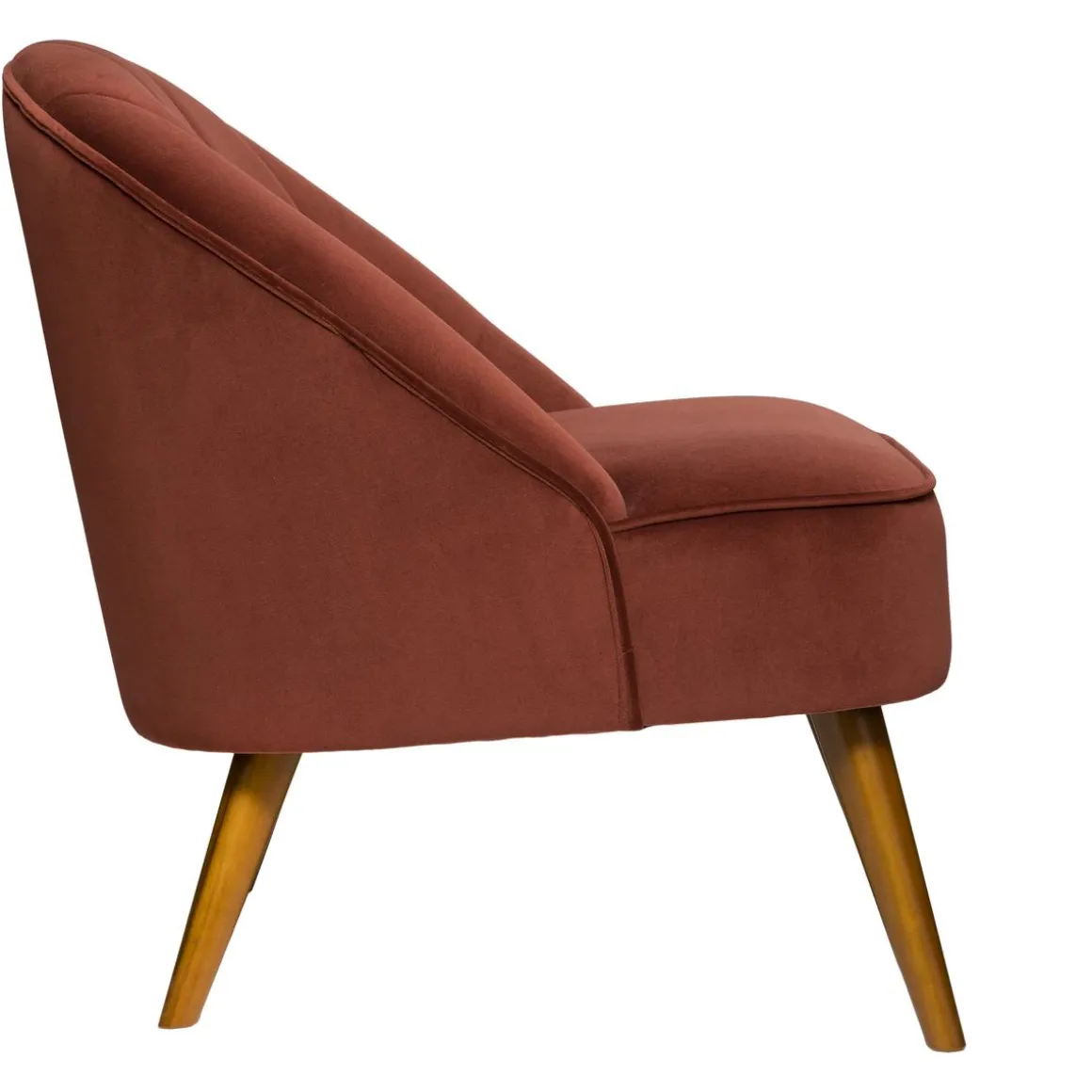FAUTEUIL VELOURS PIED BOIS NAOVA TERRACOTTA