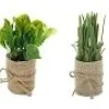 FEUILLAGE POT TOILE JUTE H16CM