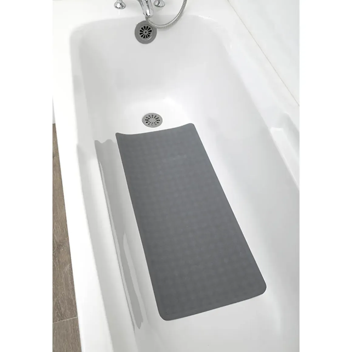 FOND BAIGNOIRE CAOUTCHOUC NATUREL 34X74CM GRIS FONCE