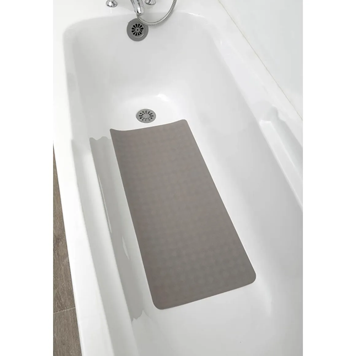 FOND DE BAIGNOIRE CAOUTCHOUC NATUREL 34X74CM TAUPE