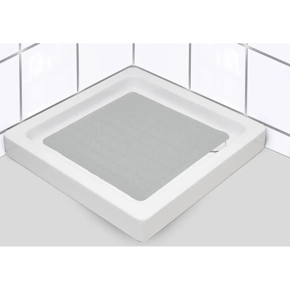 FOND DE DOUCHE CAOUTCHOUC NATUREL 53X53CM GRIS PERLE