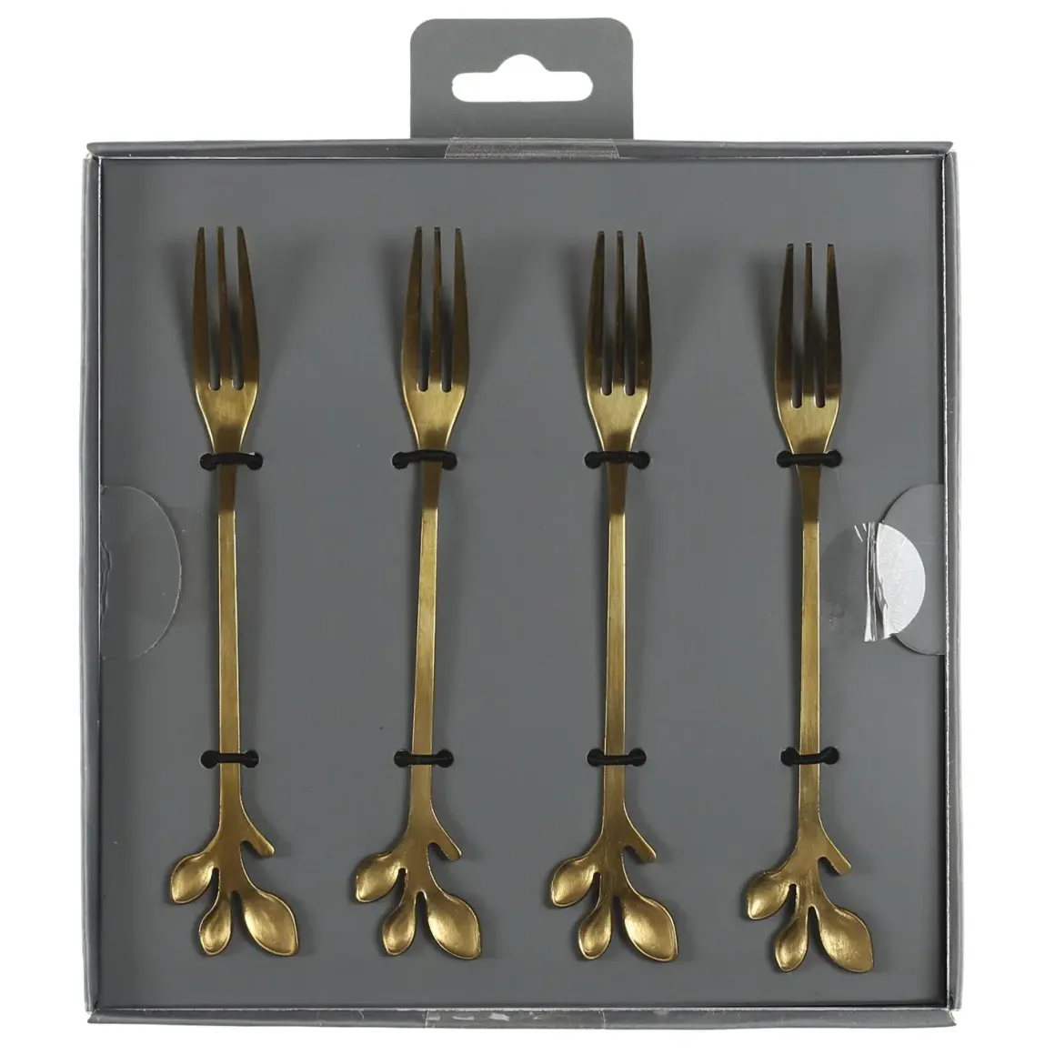 FOURCHETTE DESSERT FEUILLE DOREE X4 PIECES