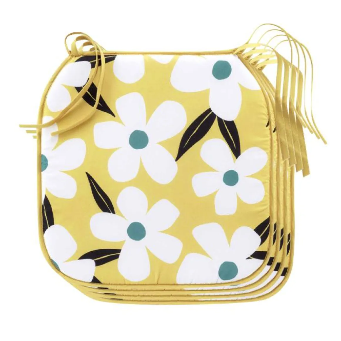 4 GALETTES 38X38X1.8CM MICROFIBRE IMPRIMEE DARCY JAUNE
