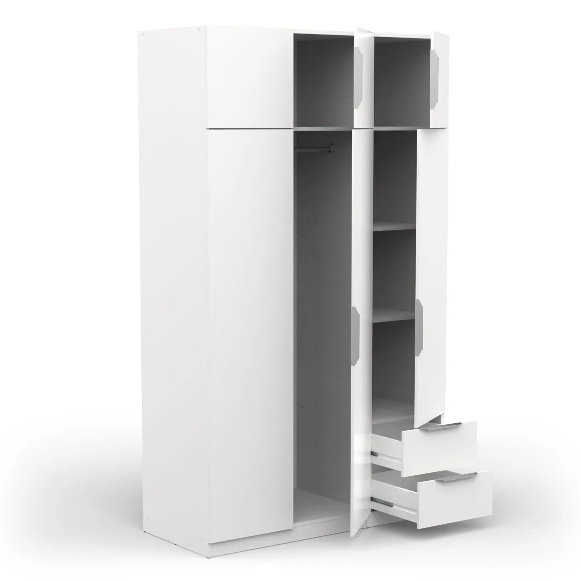 GHOST ARMOIRE 6 PORTES 2 TIROIRS BLANC MAT