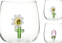 GOBELET BAS VERRE INTERIEUR DECORE FLEURS 500ML
