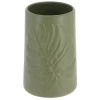 GOBELET GRES ROND DECOR FEUILLE KAKI