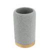 GOBELET POLYRESINE ROND EFFET MAILLE ET BAMBOU GRIS