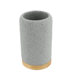 GOBELET POLYRESINE ROND EFFET MAILLE ET BAMBOU GRIS
