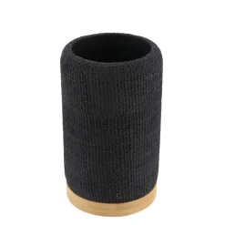 GOBELET POLYRESINE ROND EFFET MAILLE ET BAMBOU NOIR